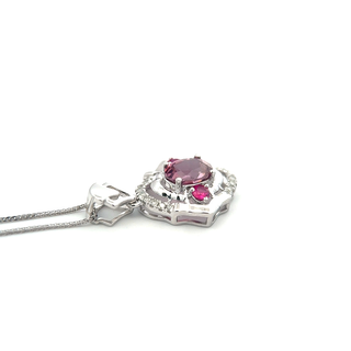 Pink Spinel Ruby Halo Pendant