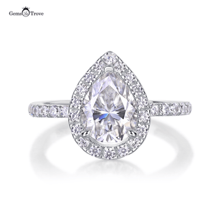 Elegant Pear Moissanite Ring