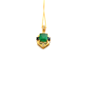 Emerald Sapphire Duo Pendant
