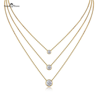 Bezel Moissanite Necklace Stacking Set