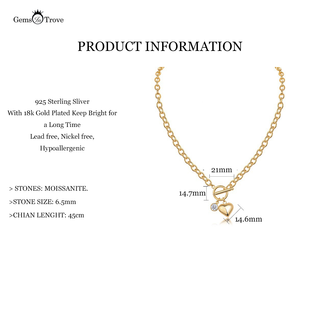 Toggle Heart Moissanite Charm Necklace