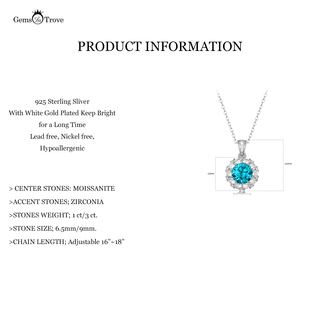 Moissanite Blue Diamond Halo Pandent