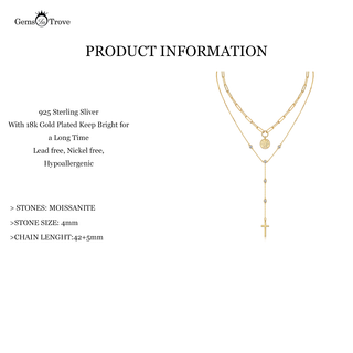 Cross Charm Gold Moissanite Pendant