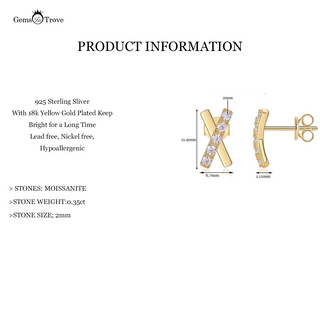 X-Shaped Moissanite Stud Earrings