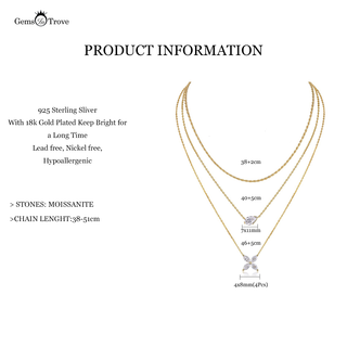 Moissanite triple layered necklace