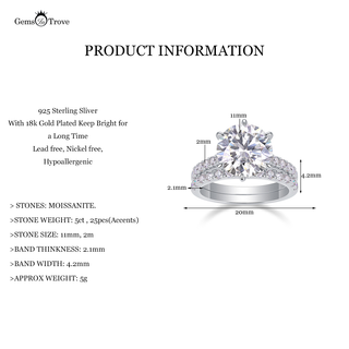 5ct Moissanite Ring Stackable Set