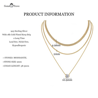 3ct Moissanite Bezel Stacking Necklace