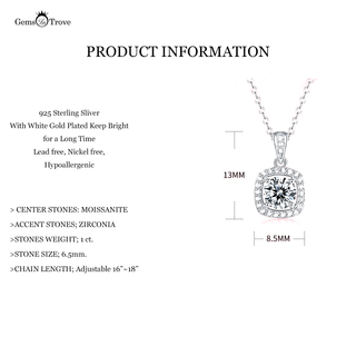 Cushion Halo Round Moissanite Pendant