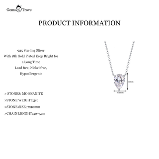 Moissanite Pear Shaped Pendant