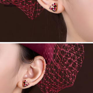 Ruby Earrings Studs Princess Cut