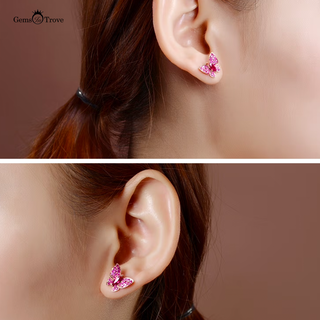 Ruby Stud Earrings Butterfly