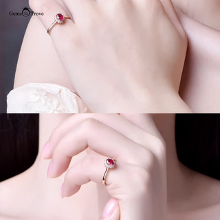 Ruby Ring Oval with Diamonds