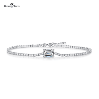 emerald cut tennis bracelet 925 silver