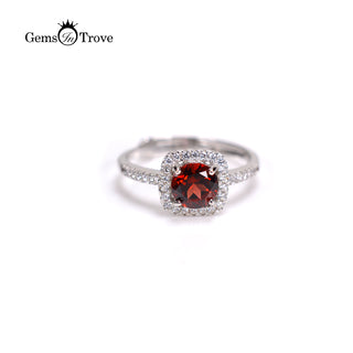 Red Garnet Silver Ring