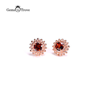 Red Garnet Silver Earrings